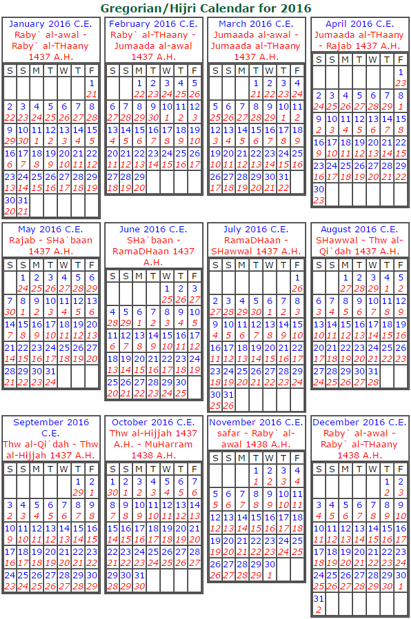 length of months in islamic calendar